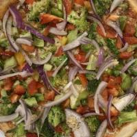 Veggie (Vegan ) · Vegan. Marinara, mushroom, peppers, onion, broccoli.
