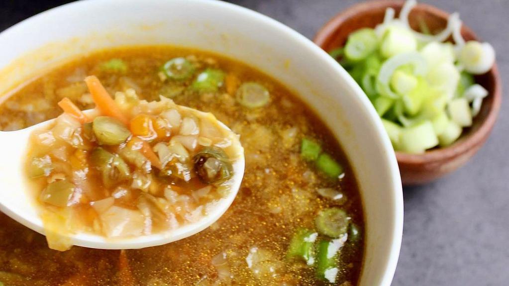 Hot & Sour Veg Soup · Savoury, spicy and tangy. Spicy hot mixed veggies.