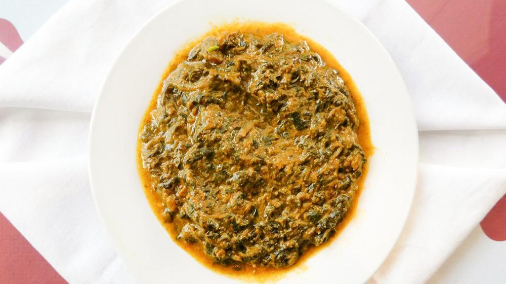 Saag Paneer · Fresh mustard, green leaves. cooked with spices and homemade cheese.