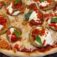 Eggplant Rollatini Pie · Mozzarella, muenster, fresh mozzarella cheese, parmesan, pizza sauce, eggplant, fresh basil,...