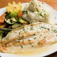 Broiled Bassa Provencale · Broiled herb white fish fillet served in a lemon and white wine sauce. Served with choice of...