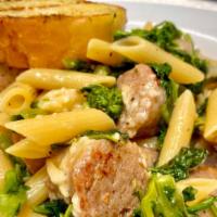 Joey G Pasta Entree · Sautéed sausage & broccoli rabe in a garlic white wine sauce over penne pasta