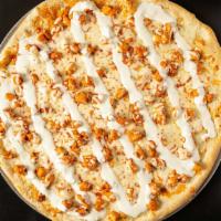Chicken Buffalo Pizza · Spicy chicken and blue cheese.