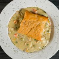 Chicken Pot Pie · roasted pulled chicken & vegetables, creamed gravy, pastry lid