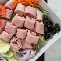 Antipasto Salad · Mixed greens with ham, salami, capicola, and provolone.