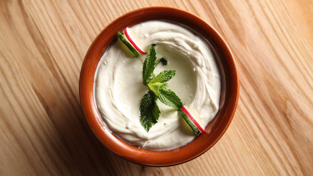 Labneh · Strained yogurt and olive oil.