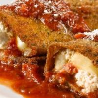 Eggplant Rollatini · Choice of pasta. Ricotta and mozzarella wrapped in eggplant cutlet with marinara.