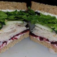 Turkey Burger · Lettuce, tomato, and cranberry mayo served on a sandwich thin.