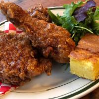 Hothoney Fried Chicken · Crispy fried chicken prepared in a honey-smoked-ghost-chili-pepper sauce. Comes with your ch...