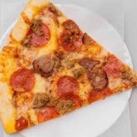 Meat Lovers · Ground beef, meatballs, sausage, gyro meat, pepperoni.