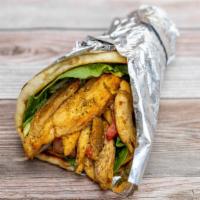 Chicken Gyro · Chicken Gyro marinated in our special spices. comes with house salad on a toasted pita bread