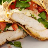 Italian Chicken Wrap · Grilled chicken fresh mozzarella roasted peppers mesculin lettuce & balsamic.