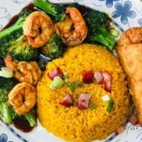 Shrimp With Broccoli · Comes with white rice.
