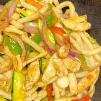 Yaki Udon · Noodles sautéed with chicken and vegetable.