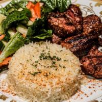Shish Kebab · specially marinated beef, herb and spices blend, rice.