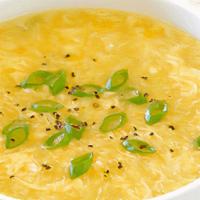 Egg Drop Soup · Prepared with organic cage free eggs.