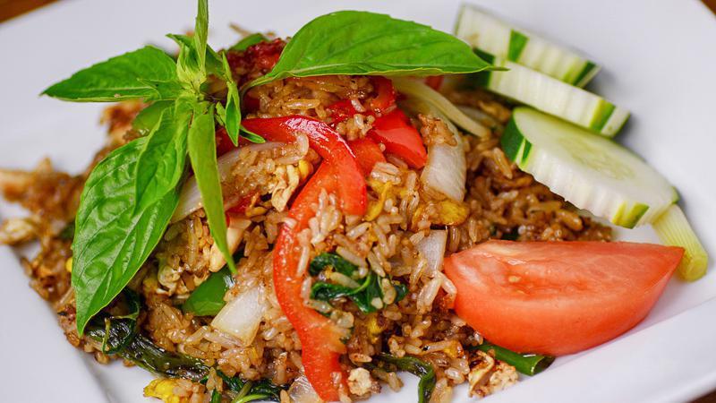 Thai Style Fried Rice · Thai style fried rice with egg and mixed vegetables.