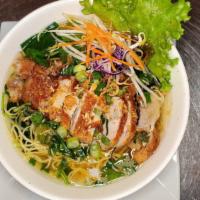 Thai Duck Noodle Soup · Crispy duck, greens, egg noodles, bean sprouts and chicken broth.