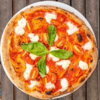 Bufalina D.O.C. Pizza · Tomato sauce, cherry tomatoes, buffalo mozzarella, & basil.