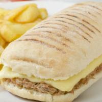 Tuna Melt Panini · Grilled Panini Sandwich made on a European Flatbread, and topped with Fresh tuna salad, ched...