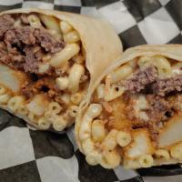 Roc Wrap · A plate in a wrap! Fresh ground beef patty tucked inside a warm tortilla with melted America...