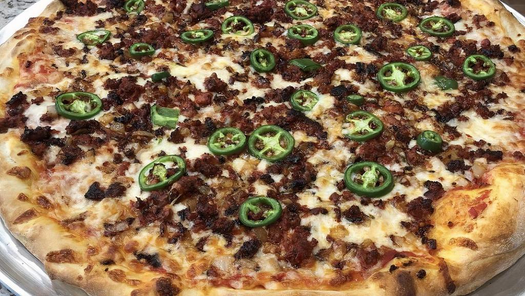 Large Mexican Style Pizza  · chorizo, peppers, onions, jalapeño
