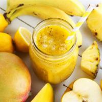 Mango Sunrise Smoothie · Sweet mango, pineapple, and apple juice.