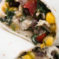 Southwestern Wrap · Mixed Greens, Corn, Black Beans, Jalapenos, Avocado, Tomato, Chipotle Ranch, Flour Wrap