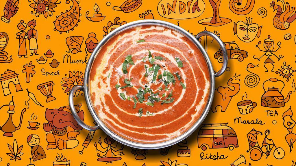 Butter Chicken Peshawari · Tender chunks of char-grilled tandoori chicken in creamy and deliciously smooth butter, tomato and cream-based gravy, spiced with ginger, garlic, and aromatic whole spices.