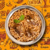 Peshawari Goat Biryani · Our long grain basmati rice cooked with bone-in goat meat marinated in yogurt and house spic...