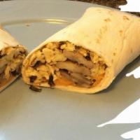 Basic Breakfast Burrito · Two scrambled eggs, breakfast potatoes, and melted cheese wrapped in a fresh flour tortilla.