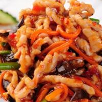 Shredded Pork With Garlic Sauce · Hot and spicy.