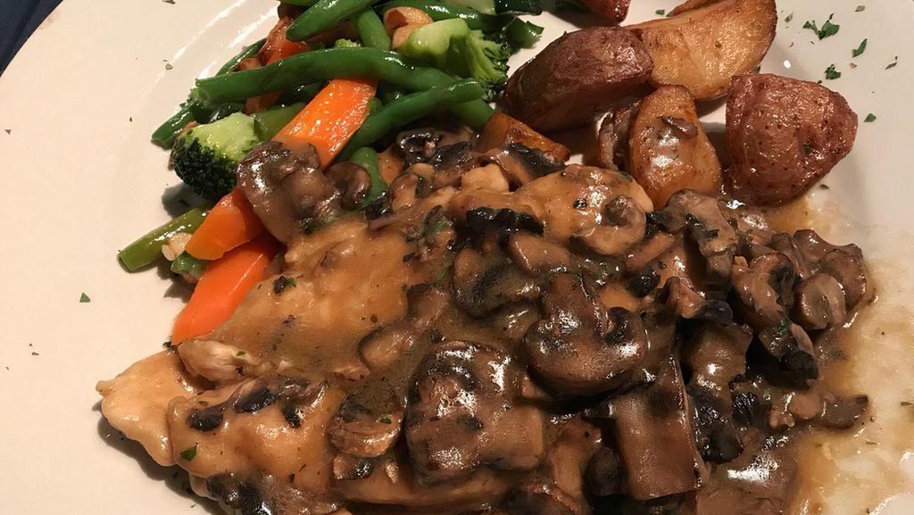 Chicken Marsala · Chicken breast sautéed with fresh mushrooms in our Marsala wine sauce.