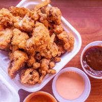 Cauliflower Wingz · Pick one sauce. 
Buffalo, BBQ, GarlicParm, Ranch, Blue Cheez
Any additional sauces $1.25