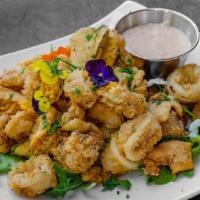 Fried Calamari · Served with vegetables.