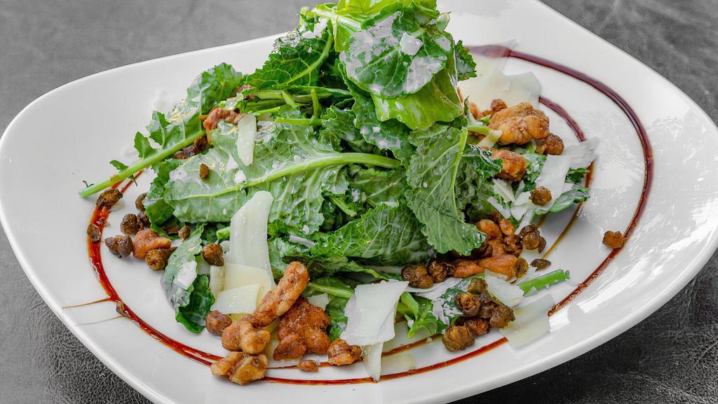 Organic Baby Kale Salad  · Served with roasted walnuts shaved pecorino cheese and vinaigrette dressing.