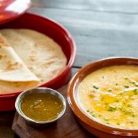 Queso Fundido · Dairy and gluten. Melted Mexican cheeses, flour tortillas, tomatillo salsa.