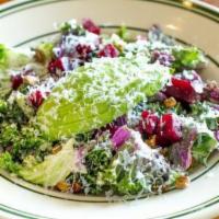Ensalada De Aguacate · Avocado, kale, roasted beets, pistachios, Caesar dressing, parmesan
