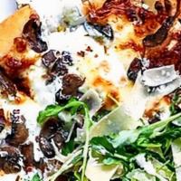 Shroom Galore · Grilled portobello, shiitake, button mushrooms, mozzarella, tomato sauce, arugula and honey