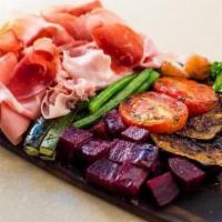 Antipasto Plate · Selection of meats, cheeses and vegetables.