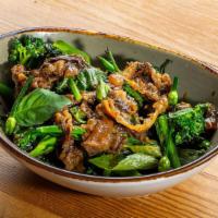 What'S Beef? - Beef And Broccoli · Stir fried ribeye, broccoli, chive blossoms, garam masala sauce.
Served with jasmine rice. O...
