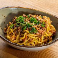Miso Pork Noodles · Spicy miso pork noodles, peanuts, chili oil, scallion, chili oil.
Contains: Peanuts, Gluten,...