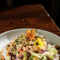 Bd Tea Leaves Salad · Lettuce, red onion, carrot, sesame oil, sesame seeds, crushed peanuts, cashew nuts, dried cr...