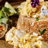 Colossal Crab Meat Fried Rice · Colossal crabmeat, crab paste, scallion, egg.