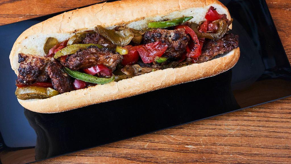 Full - Sweet Italian Sausage Hoagie · Full Sized Sweet Italian Sausage sautéed with onions, sweet and green peppers and served on a toasted amoroso hoagie.