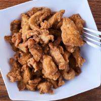 Izzie'S Chicken Bites · Deep fried homemade breaded chicken breast cut into bites. Comes with your choice of bbq or ...