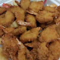 Fried Shrimp And Fries With Cocktail Sauce · 