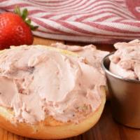 Fresh Bagel With Strawberry Cream Cheese · Customer's choice of fresh bagel. Served in customer's preference of style with a side of Ve...