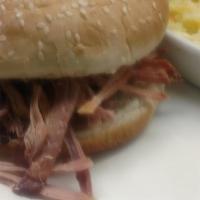 Sesame Seed Bun Smoked Meat Sandwich With Side Slaw · Choice of one BBQ smoked meat. Served with a side of no-mayo cole slaw.