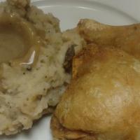 Quarter Fried Chicken · Dairy-free. Served with 2 sides and optional brown gravy.